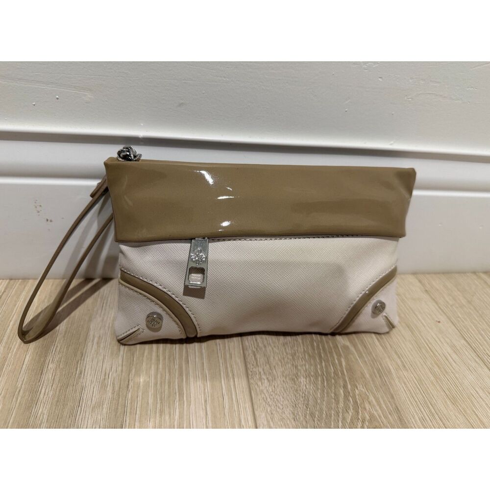 Simply Vera Vera Wang Two Tone Canvas & Patent Foldover Wristlet Clutch